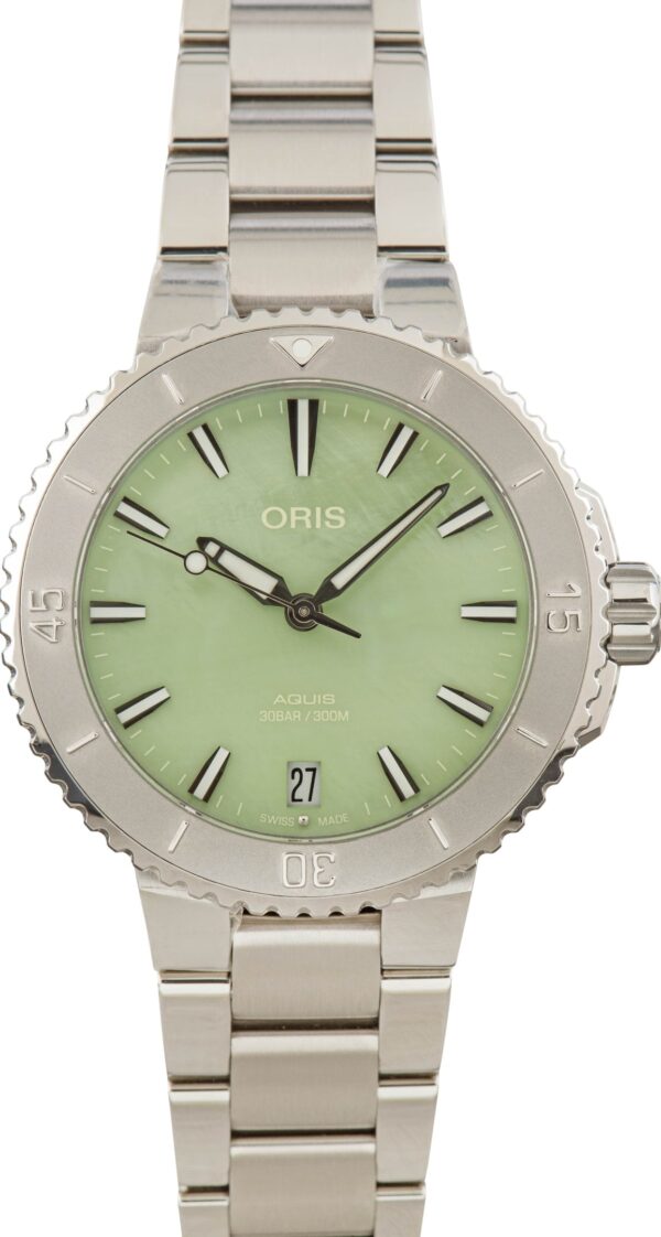 Oris Aquis Green Mother of Pearl Index Dial