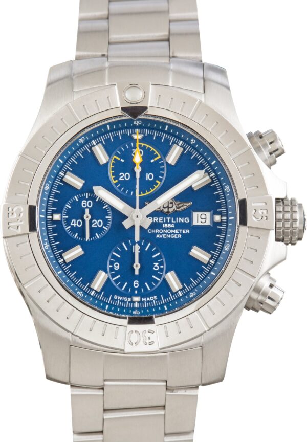 Used Stainless Steel Breitling Avenger Chronograph 45 Blue Dial