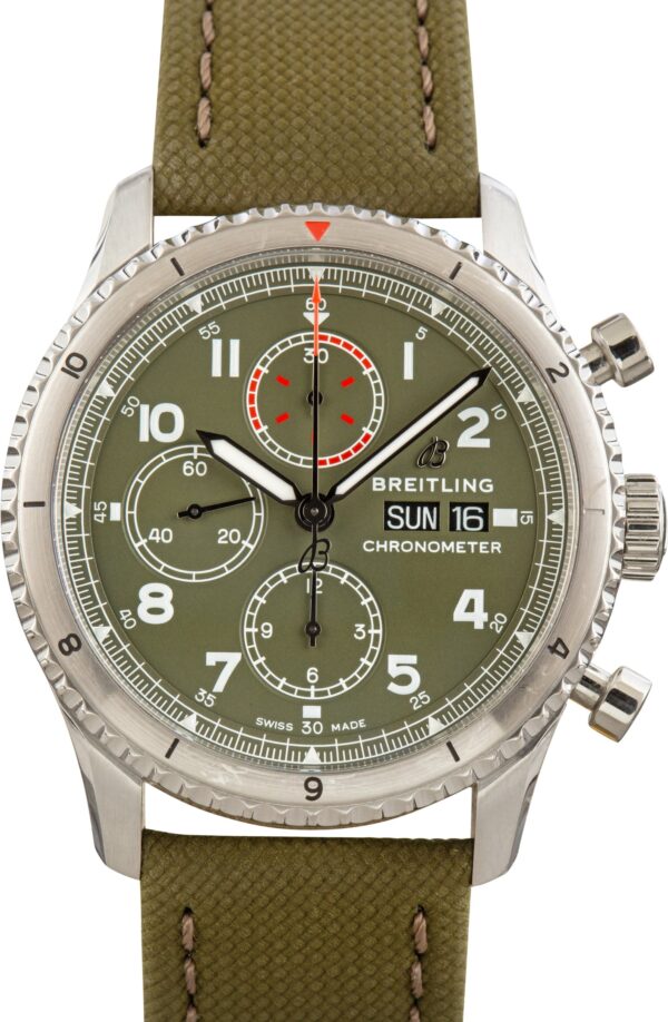 Pre-Owned Stainless Steel Breitling Aviator 8 Green Dial