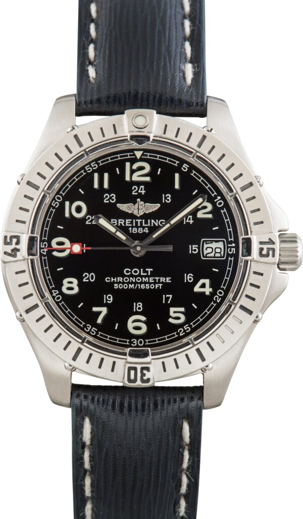 Pre-Owned Stainless Steel Breitling Colt Black Dial