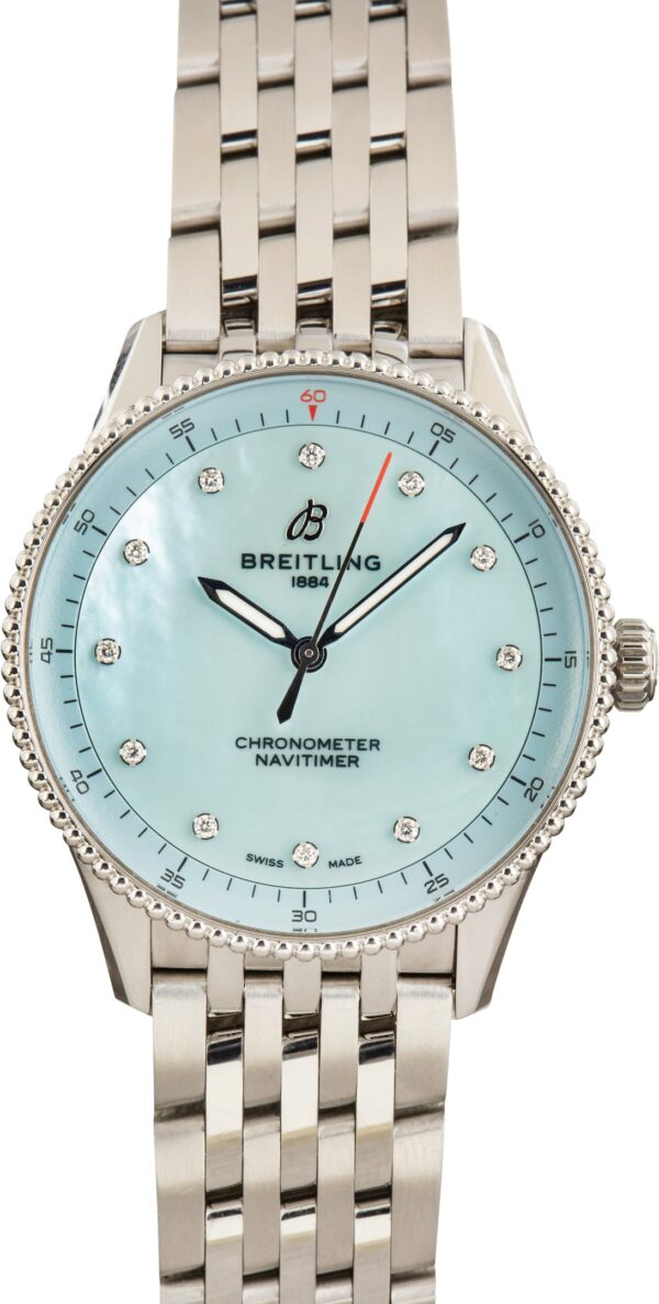 Pre-Owned Breitling Steel Navitimer 32 Blue Mother of Pearl Dial