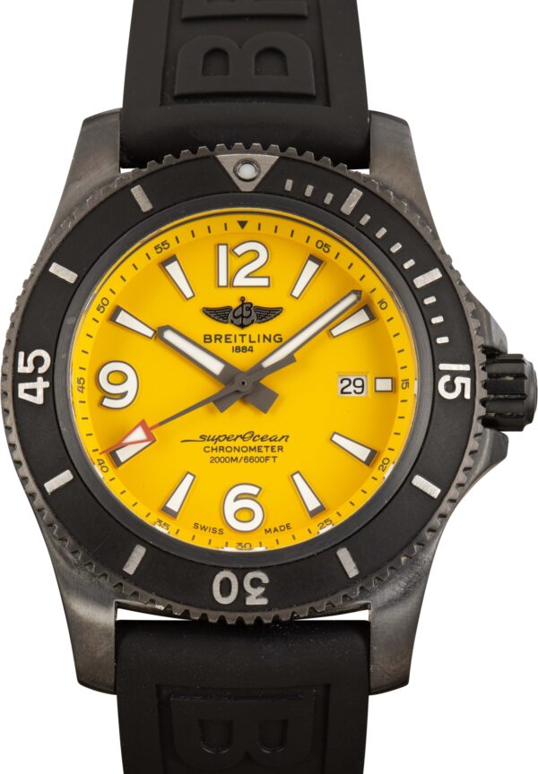 Pre-Owned Yellow Dial Breitling Superocean Automatic 46 Black Steel