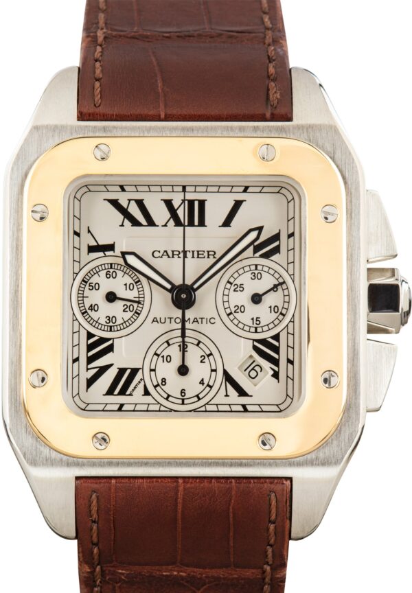 Pre-Owned Cartier Santos 100 Ref W20091X7 Steel & 18k Yellow Gold