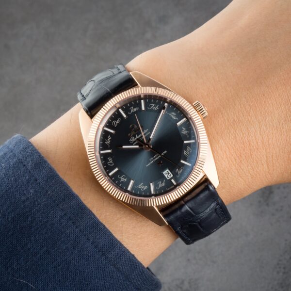 Omega Constellation Globemaster Blue Dial Sedna Gold on Leather