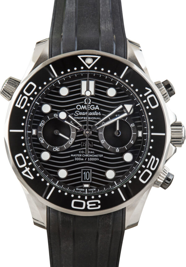 Used Omega Seamaster Diver 300M Black Wave Chronograph Dial