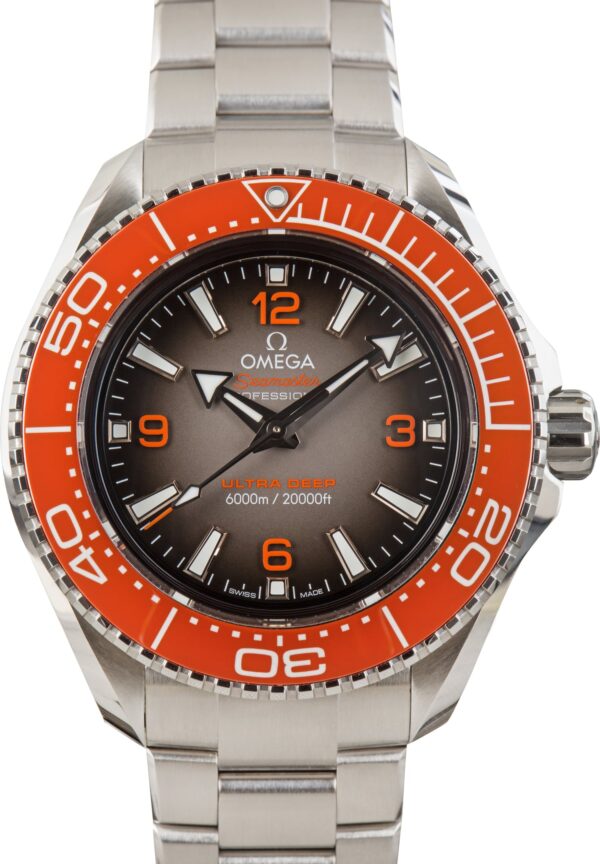 Pre-Owned Omega Seamaster Orange Bezel Planet Ocean 6000M O-MEGASTEEL