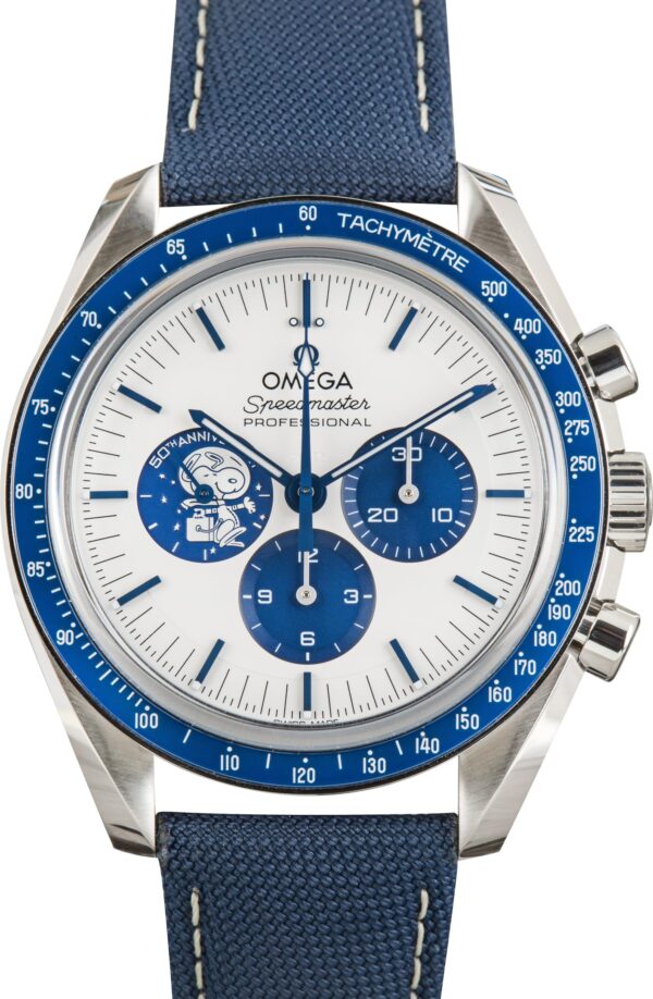 Pre-Owned Steel on Nylon Omega Speedmaster Silver Snoopy Award