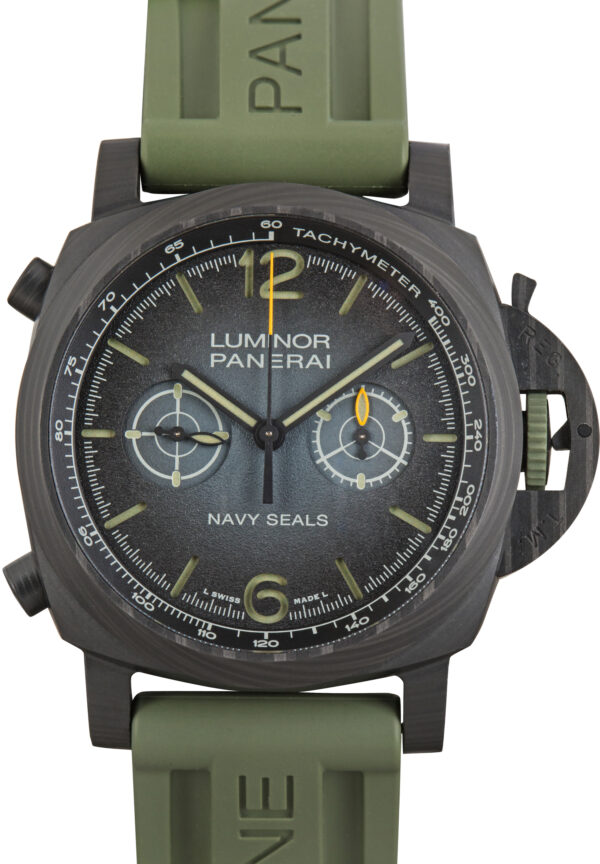 Pre-Owned Panerai Chrono Carbotech Navy SEALs PAM01419 Black Dial